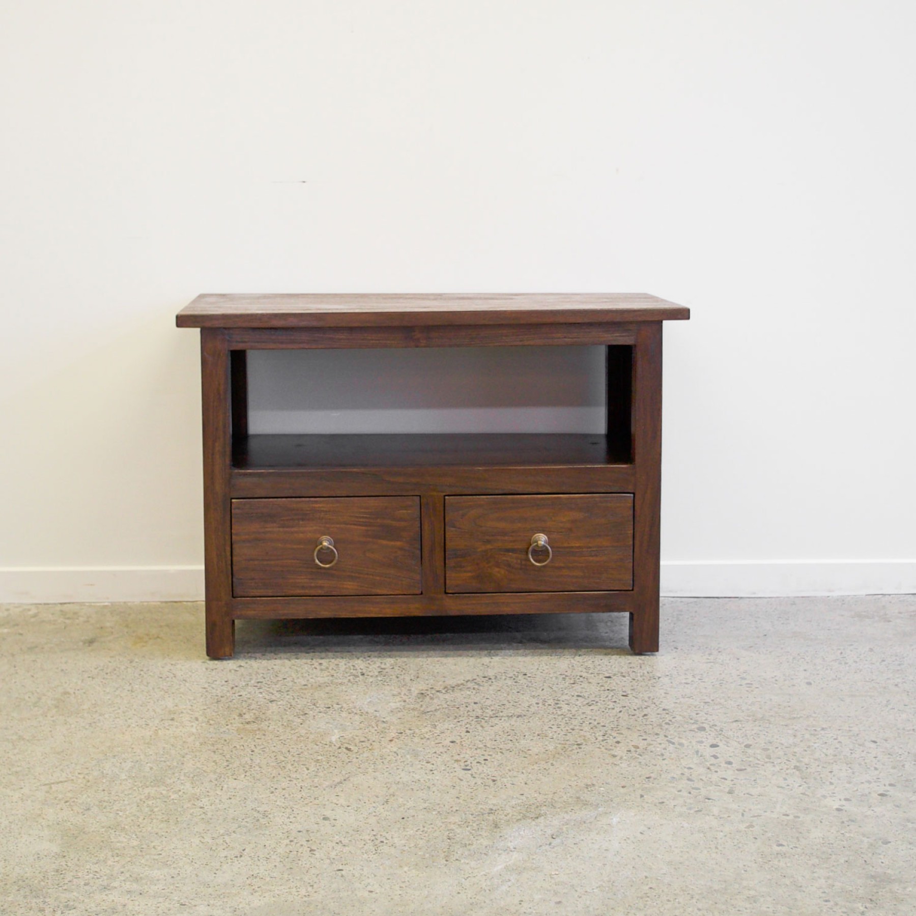 Teak 2 Drawer TV Stand 90cm JAVA walnut-floating-tv-stand-media-console-with-sliding-doors-tv-etsy-uk